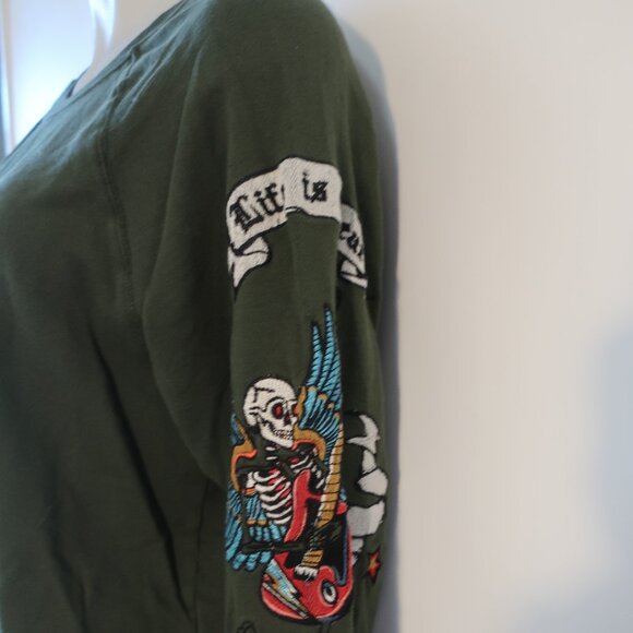 Womens Zadig & Voltaire Dark Green Multicolor Skeleton Graphic Sweatshirt Top M - Picture 7 of 16